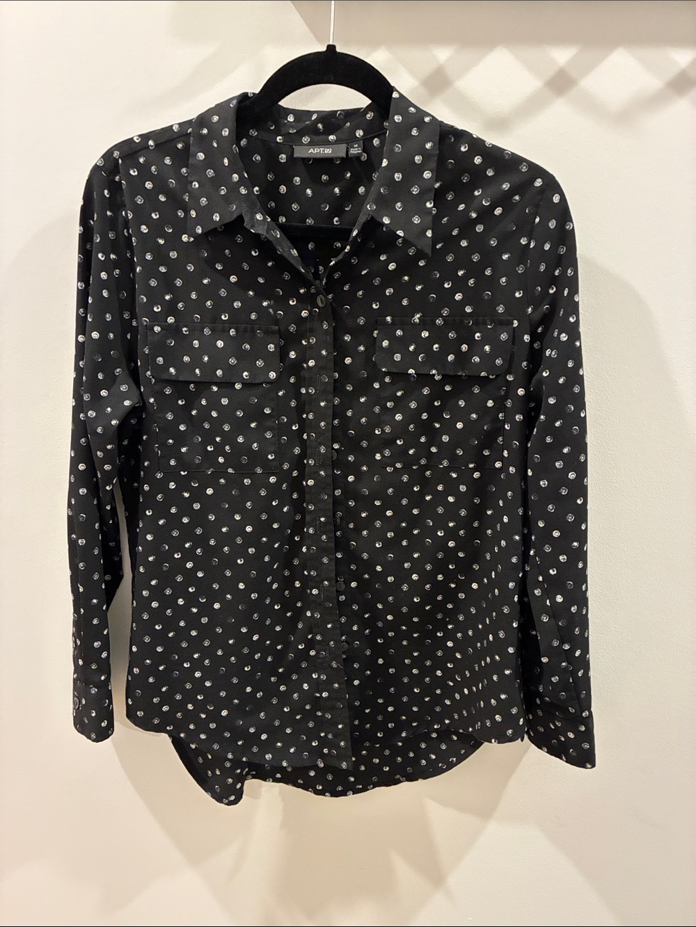 Apt. 9 Black Shirt with White Dot Print